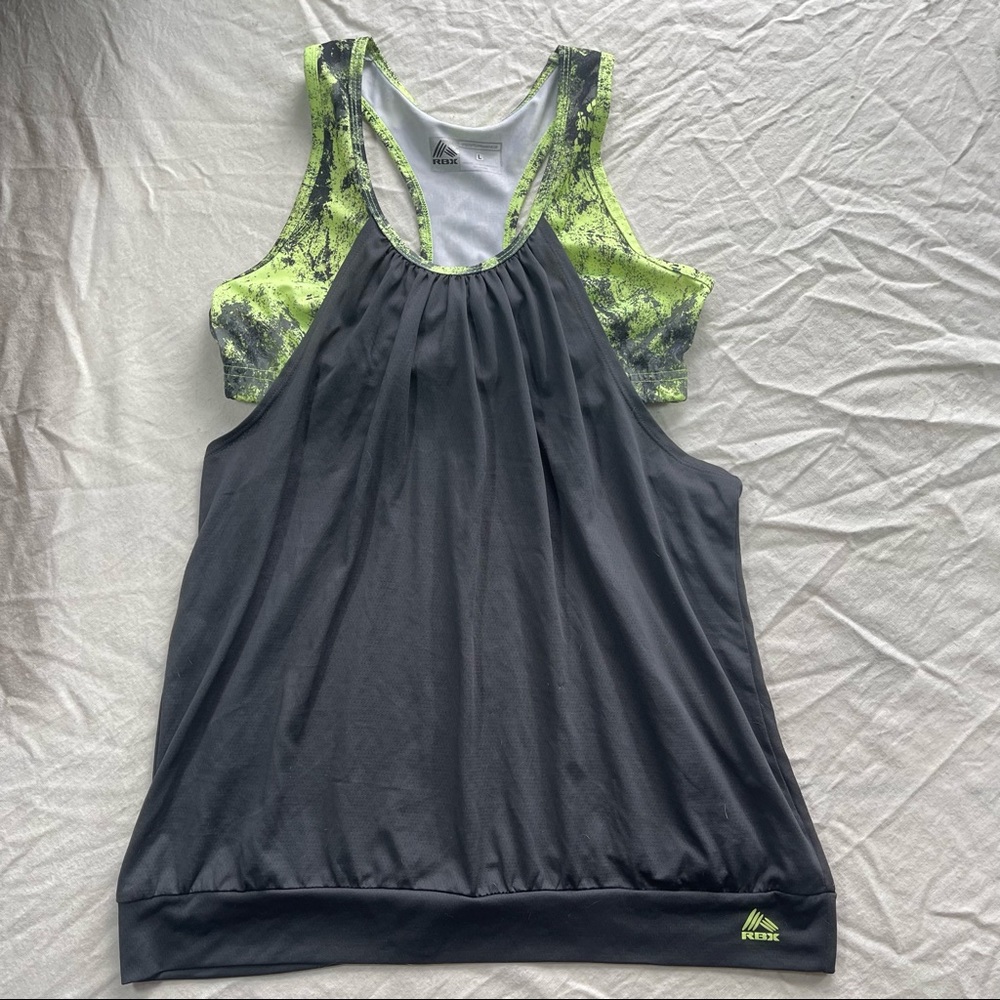 RBX workout top built in bra neon L